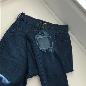 Fashionnova High Rise Ripped Knee Hole Jeans